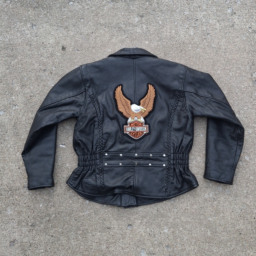 Vintage Womens Harley-Davidson Motorcycle Heavy Weight Genuine Leather Jacket